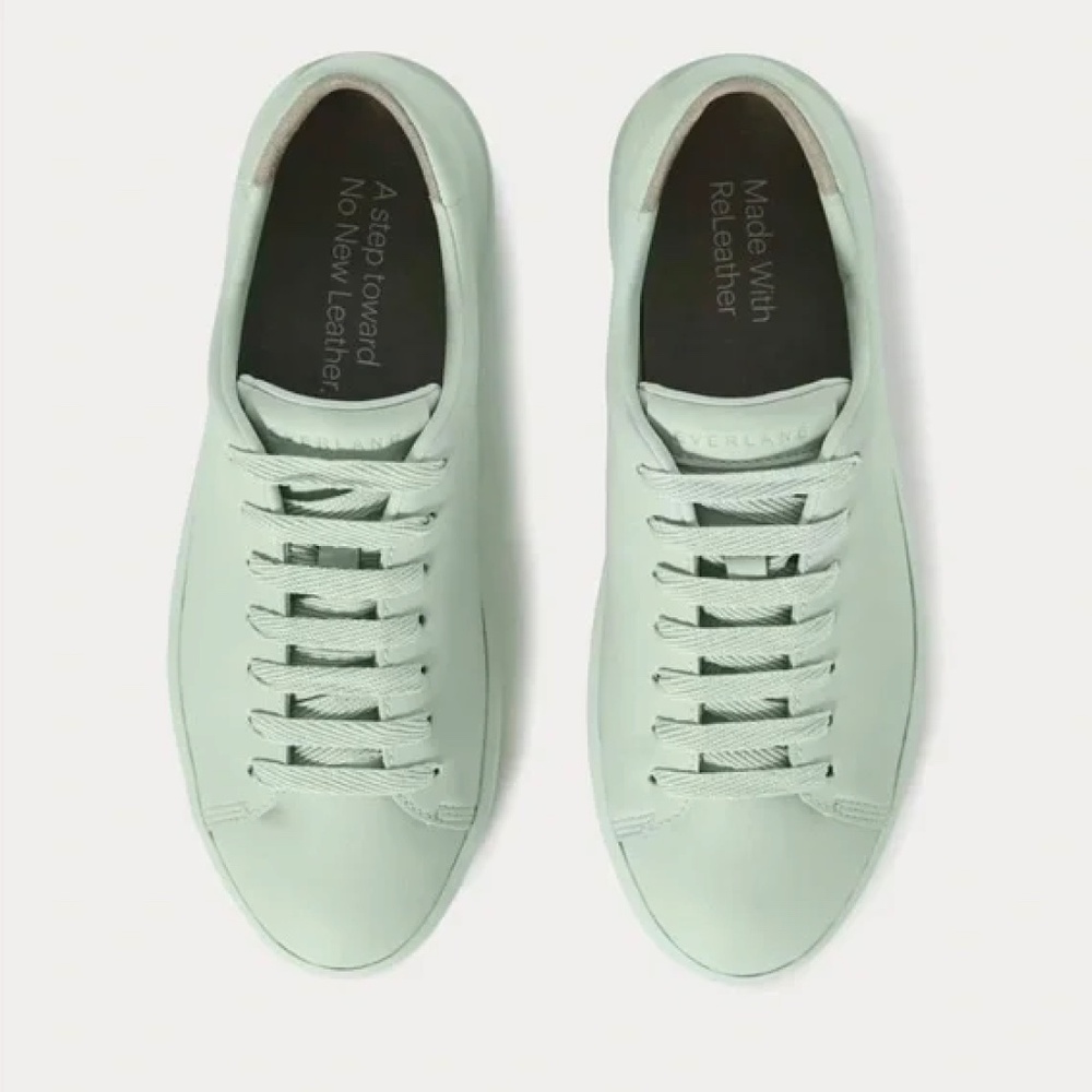 Everlane ReLeather Tennis Shoe - Lily Mint- Women Size 10- NWB - Picture 2 of 9